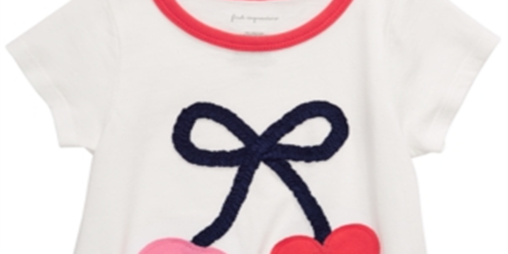 Camiseta infantil First Impressions Baby Girl Algodão Cereja Branca Tamanho -3-6 M