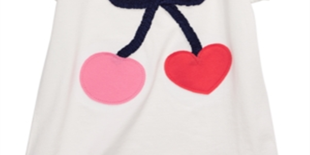 Camiseta infantil First Impressions Baby Girl Algodão Cereja Branca Tamanho -3-6 M