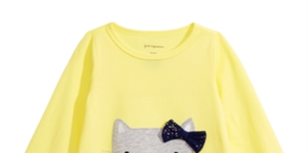 Camiseta estampada com gato First Impressions para bebê menina, amarela, tamanho 12 M