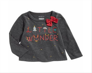 Camiseta infantil First Impressions Little Wonder para meninas, tamanho 4T, cinza