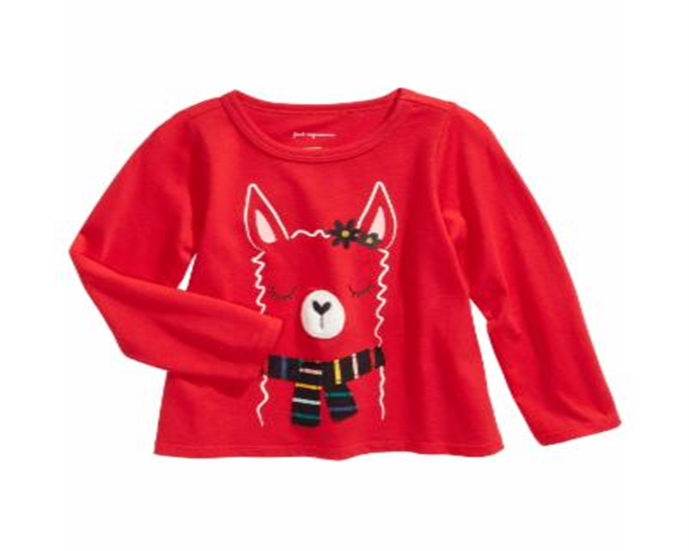 Camiseta de algodão com estampa de lhama First Impressions para meninas, tamanho 2T, vermelha