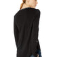Blusa feminina Lucky Brand com estampa frontal e botões, preta, tamanho M