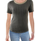 Camiseta feminina listrada Escape Knit da Free People, preta, tamanho XS