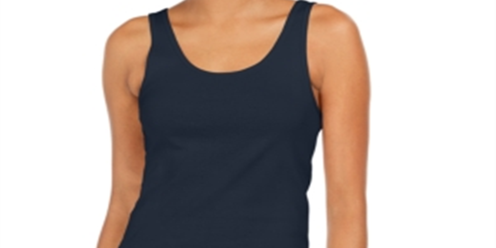 Regata feminina de algodão estilo &amp; co, azul, tamanho XS