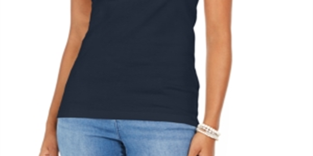 Regata feminina de algodão estilo &amp; co, azul, tamanho XS