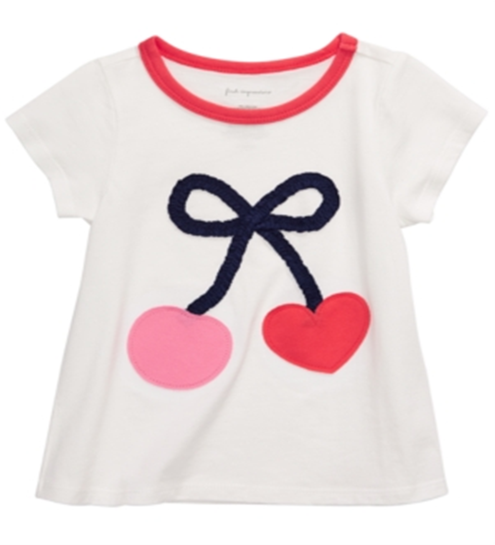 Camiseta infantil First Impressions Baby Girl Algodão Cereja Branca Tamanho 24 M