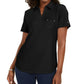 Camisa polo feminina de algodão Karen Scott, preta, tamanho XS