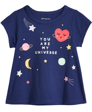 Camiseta de algodão estampada First Impressions Baby Girl's Universe, azul, tamanho 3-6 meses