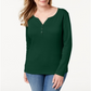 Karen Scott Top Henley de Algodão Feminino Verde Tamanho XS