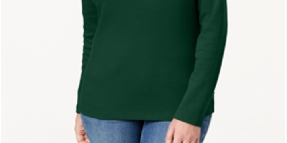 Karen Scott Top Henley de Algodão Feminino Verde Tamanho XS