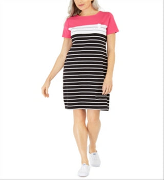 Vestido esportivo listrado feminino Karen Scott rosa tamanho XS