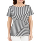 Blusa listrada assimétrica feminina Karen Scott, cinza, tamanho pequeno