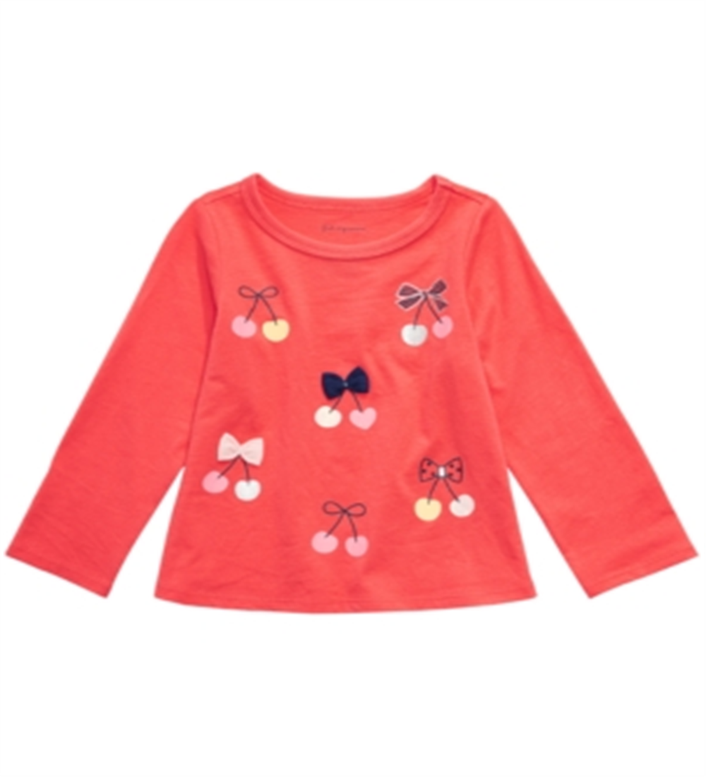 Camiseta de algodão com estampa de cerejas First Impressions Baby Girl, laranja, tamanho 18 meses