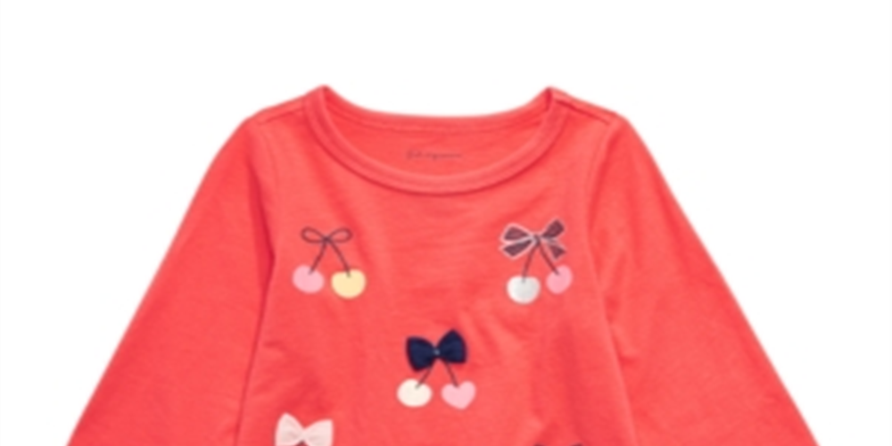 Camiseta de algodão com estampa de cerejas First Impressions Baby Girl, laranja, tamanho 18 meses