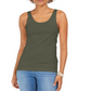 Regata feminina de algodão estilo &amp; co, verde, tamanho XS
