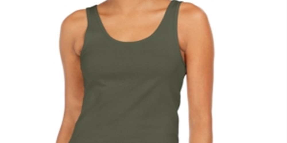 Regata feminina de algodão estilo &amp; co, verde, tamanho XS