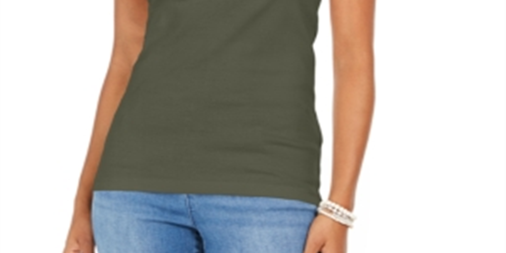 Regata feminina de algodão estilo &amp; co, verde, tamanho XS