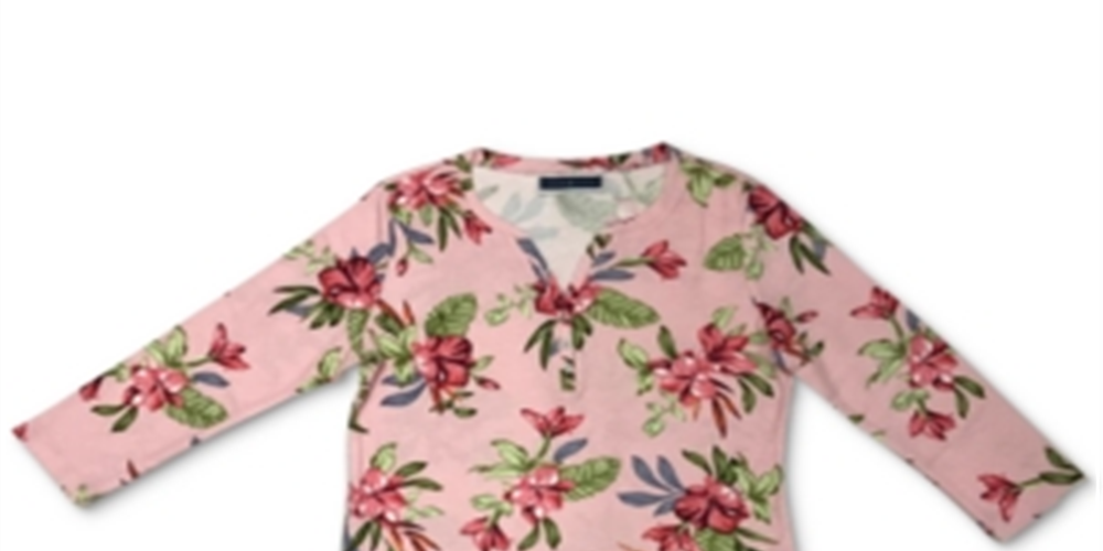 Camiseta Henley Estampada Feminina Karen Scott Rosa Tamanho GG