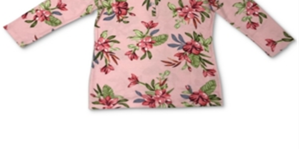 Camiseta Henley Estampada Feminina Karen Scott Rosa Tamanho GG