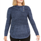 Suéter de malha feminino com gola envelope e bolso canguru Style &amp; Co, azul, tamanho GG