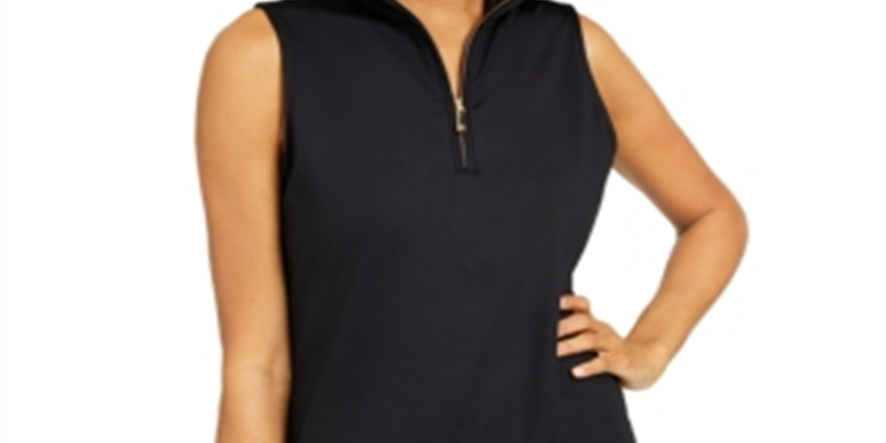 Blusa feminina sem mangas com decote careca Charter Club, preta, tamanho M
