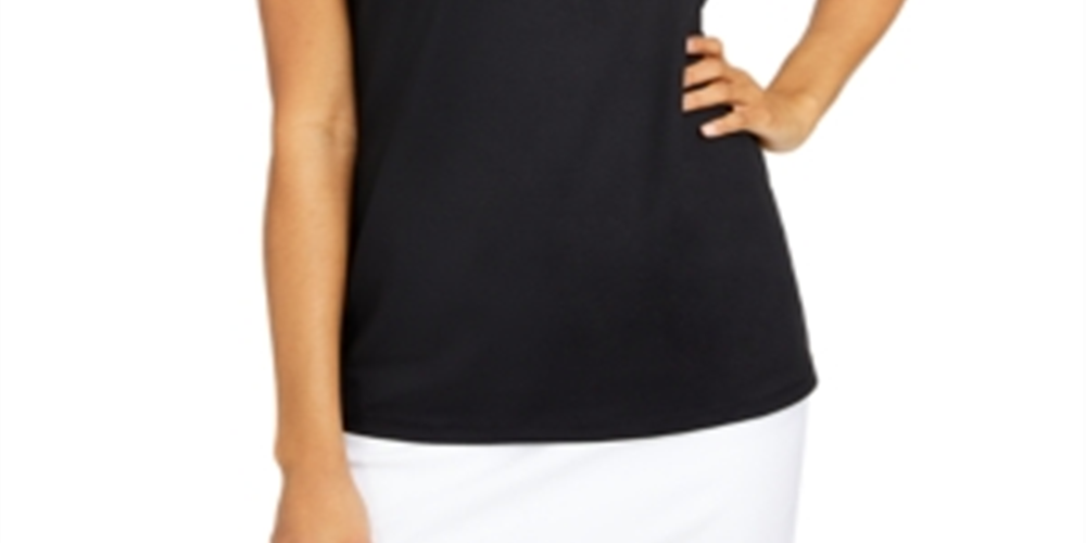 Blusa feminina sem mangas com decote careca Charter Club, preta, tamanho M