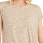 Camiseta feminina com bainha amarrada, marrom, tamanho M, da coleção JM