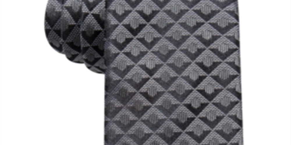 Gravata fina de seda geométrica masculina Alfani, preta, tamanho regular
