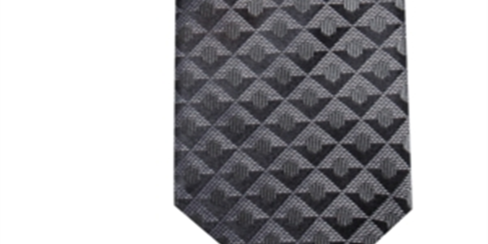 Gravata fina de seda geométrica masculina Alfani, preta, tamanho regular