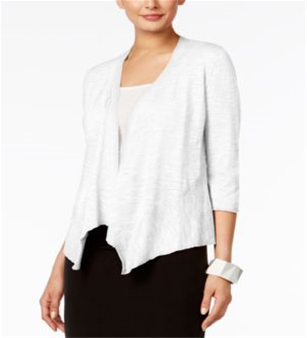 Cardigan feminino Alfani de linho aberto na frente, tamanho PP, branco