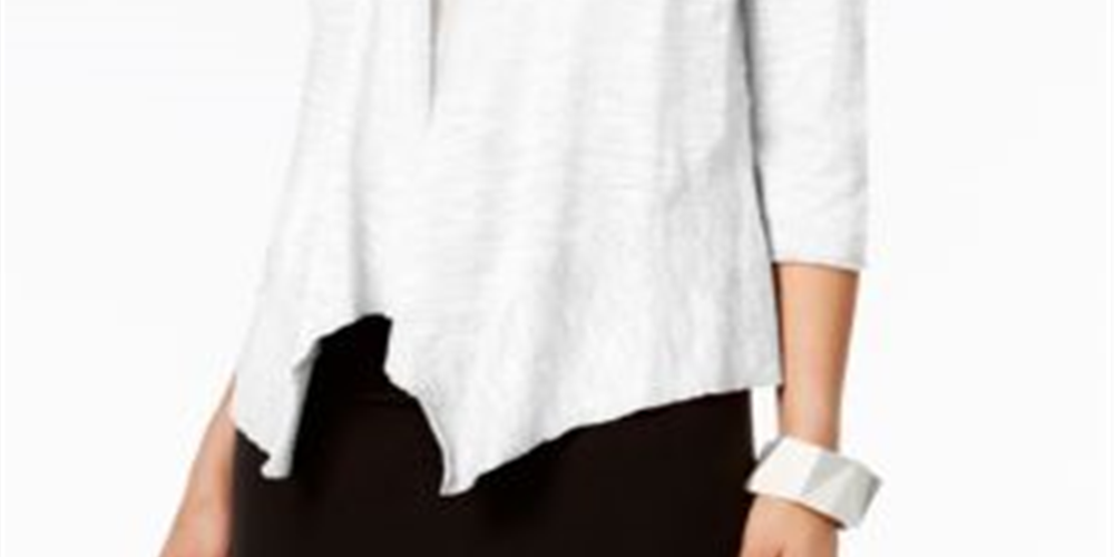 Cardigan feminino Alfani de linho aberto na frente, tamanho PP, branco