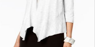 Cardigan feminino Alfani de linho aberto na frente, tamanho PP, branco