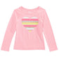 Camiseta infantil feminina listrada com corações, da Epic Threads, rosa, tamanho 4T