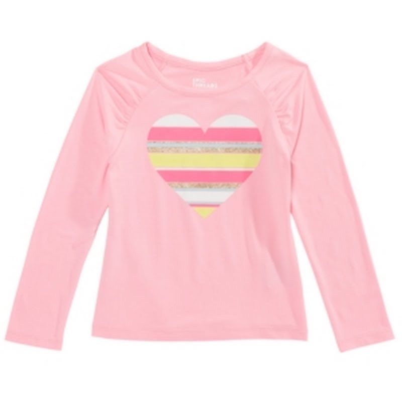 Camiseta infantil feminina listrada com corações, da Epic Threads, rosa, tamanho 4T