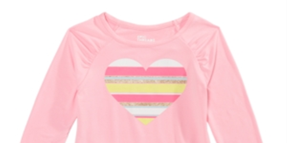 Camiseta infantil feminina listrada com corações, da Epic Threads, rosa, tamanho 4T