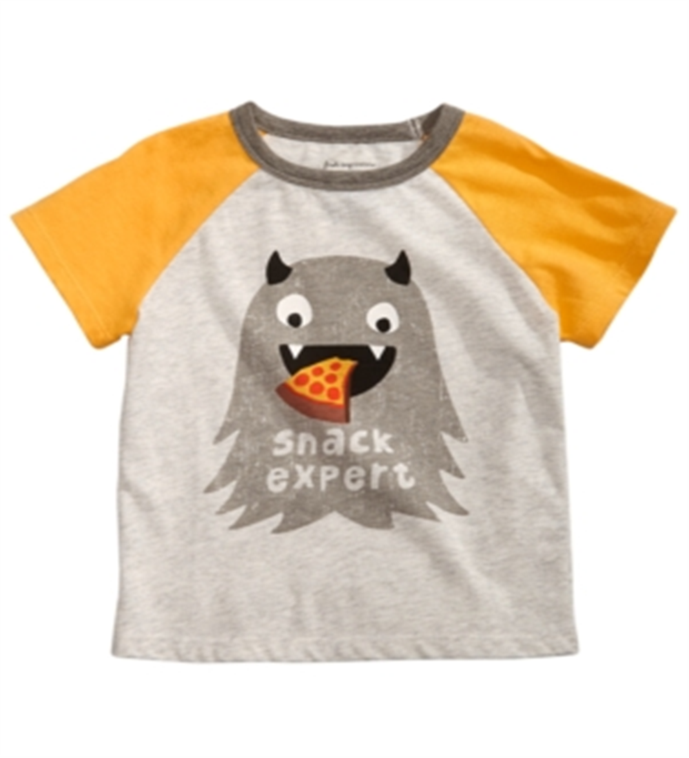 Camiseta Raglan Colorblock com Estampa Gráfica First Impressions para Bebê Menino, Cinza, Tamanho 12M