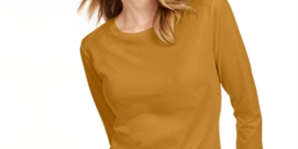 Camiseta feminina lisa com manga 3/4 Maison Jules, laranja, tamanho XXG