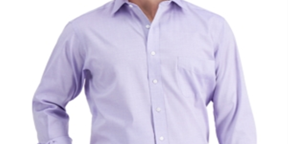 Camisa social masculina Club Room Regular Fit de algodão com gola aberta e ponto fechado, roxa, tamanho M
