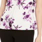 Blusa feminina Calvin Klein sem mangas com pregas florais - branca, tamanho pequeno