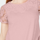 Camiseta feminina Charter Club de algodão com renda e detalhes embelezados, rosa, tamanho pequeno