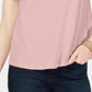 Camiseta feminina Charter Club de algodão com renda e detalhes embelezados, rosa, tamanho pequeno