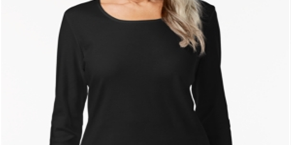 Karen Scott Blusa Feminina Decote Redondo Preta Tamanho P