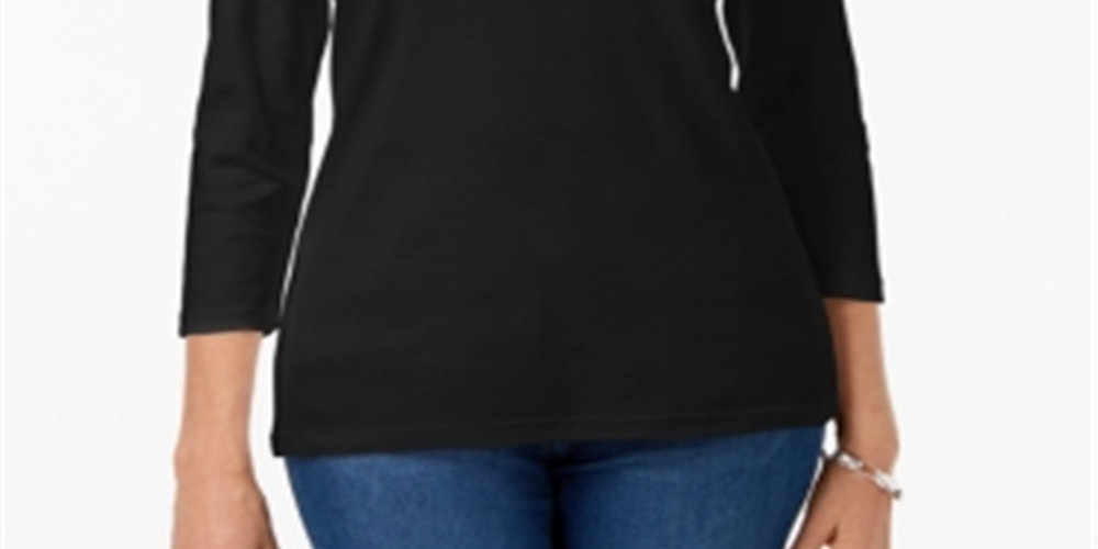 Karen Scott Blusa Feminina Decote Redondo Preta Tamanho P