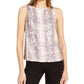 INC International Concepts Top feminino com estampa de cobra e lantejoulas, rosa, tamanho pequeno, extrapequeno
