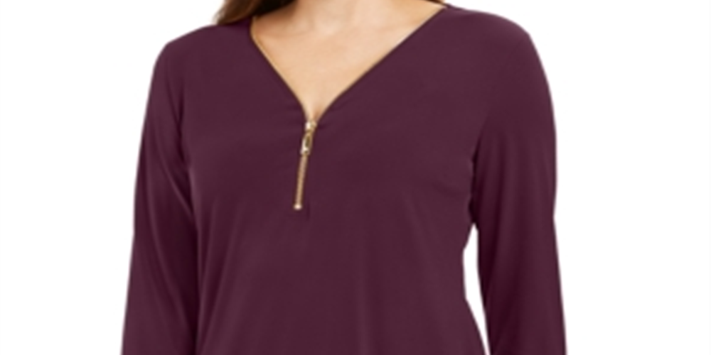 Top feminino com zíper e acabamento em zíper JM Collection, roxo, tamanho pequeno P