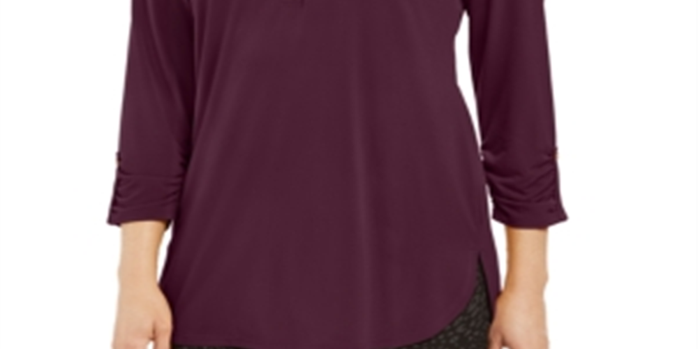 Top feminino com zíper e acabamento em zíper JM Collection, roxo, tamanho pequeno P