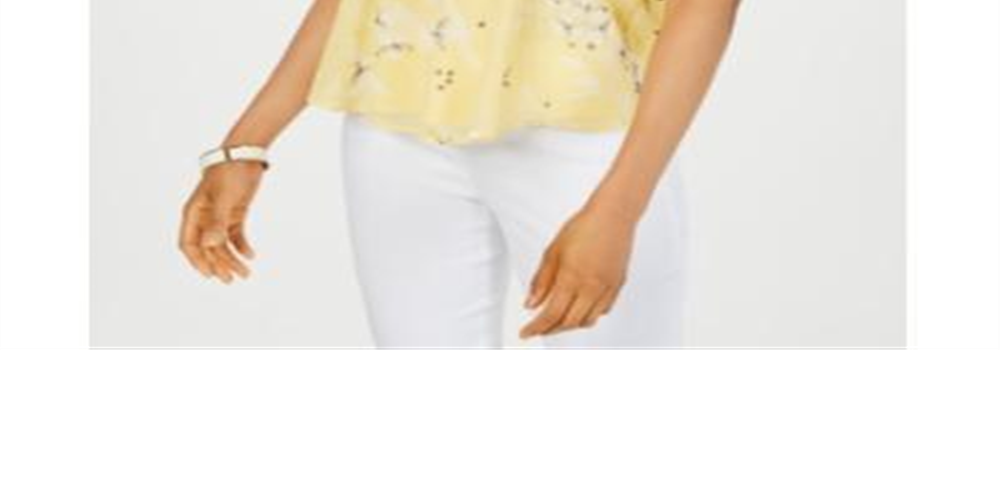 Blusa feminina Charter Club com estampa floral e pregas, tamanho PP, amarela