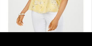 Blusa feminina Charter Club com estampa floral e pregas, tamanho PP, amarela