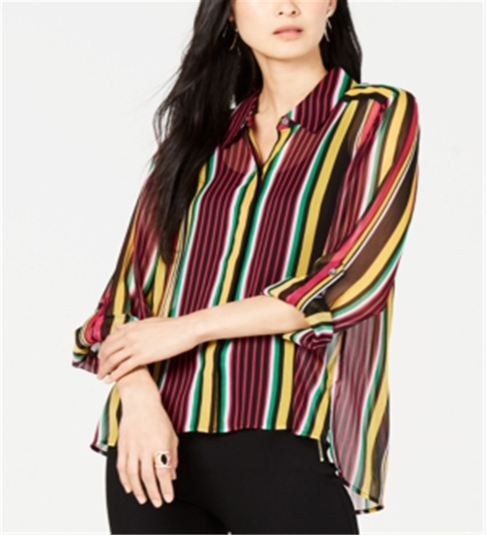 Camisa listrada feminina INC International Concepts rosa tamanho PP
