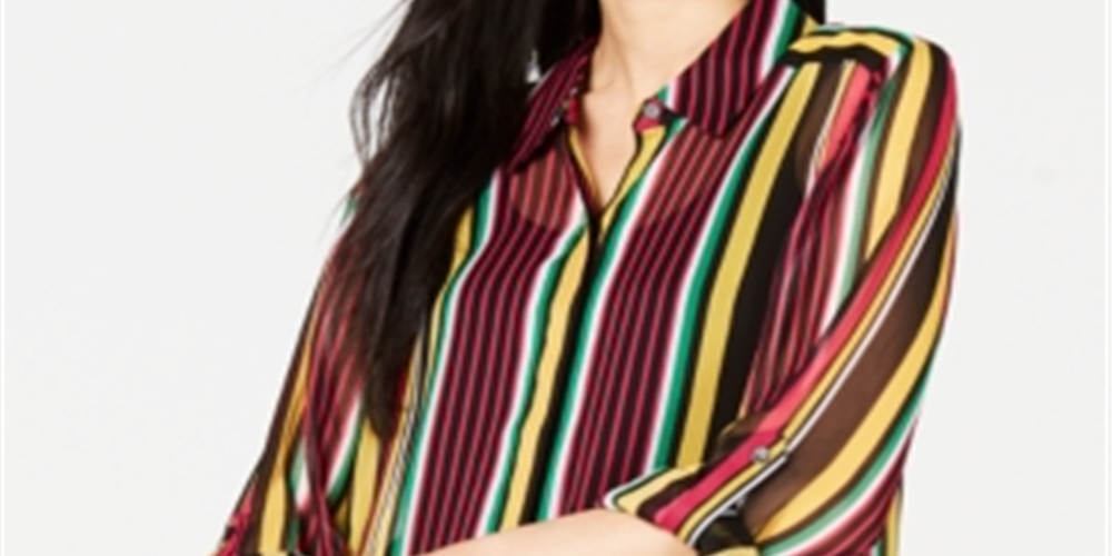 Camisa listrada feminina INC International Concepts rosa tamanho PP